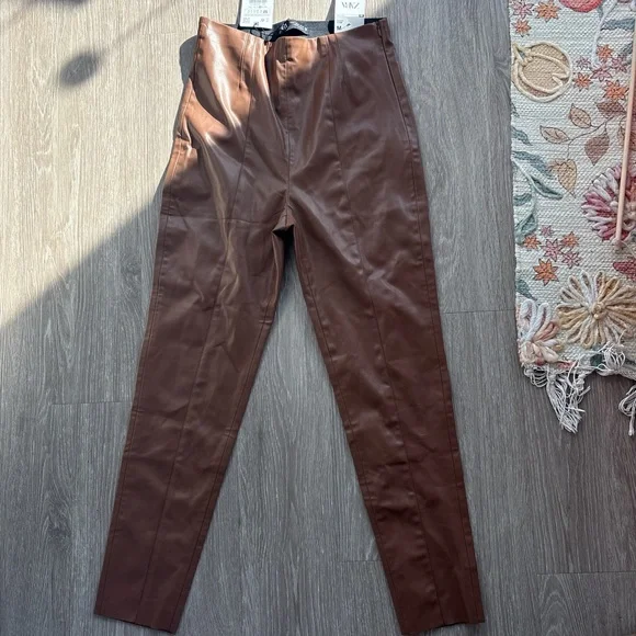 Zara brown High-Rise Leggings - Picture 2 of 6